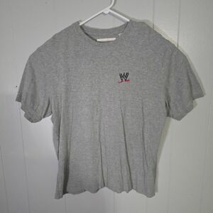 WWE Logo Perry Ellis Mens Gray Ribbed Crew Neck T Shirt Size XL